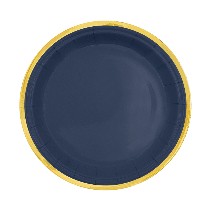 Navy paperilautanen – kultareuna 6 kpl 18cm