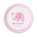 Vauvakutsut paperilautanen Elephant Pink  6 kpl 18cm