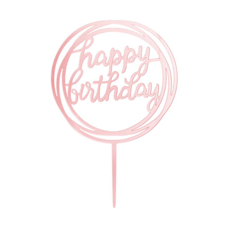Happy Birthday -kakkukoriste – pyöreä peiliruusukulta – 1 kpl