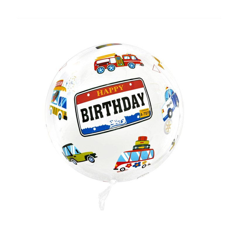 Läpinäkyvä pyöreä Cars-ilmapallo – 45 cm – 1 kpl