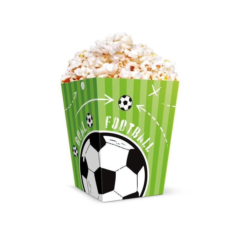 Jalkapallo-popcorn-rasia 12 – 5x8 – 5cm 6 kpl