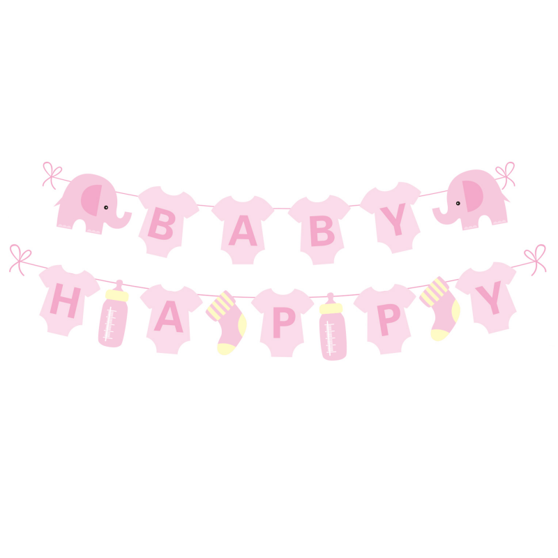 Baby shower viiri - Elephant Pink 300 cm