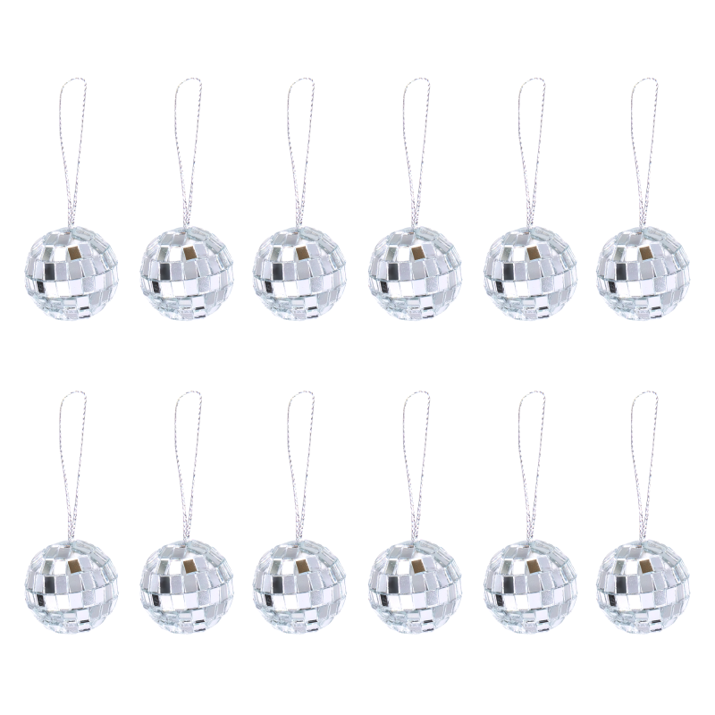 Hopeinen diskopallo 3 cm 12 kpl