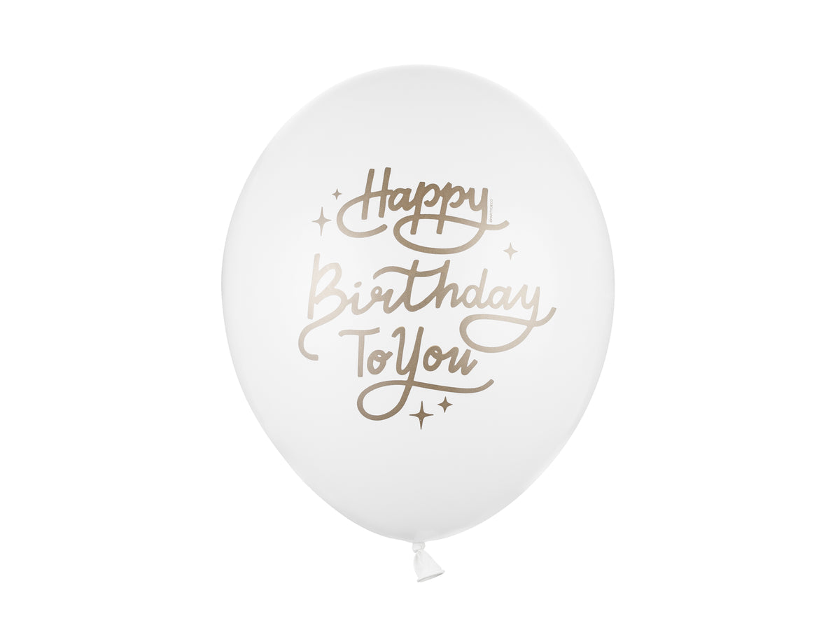 Ilmapallo Happy Birthday To You – Valkoinen/kulta, 30 cm | Pallopajan irtovalikoima