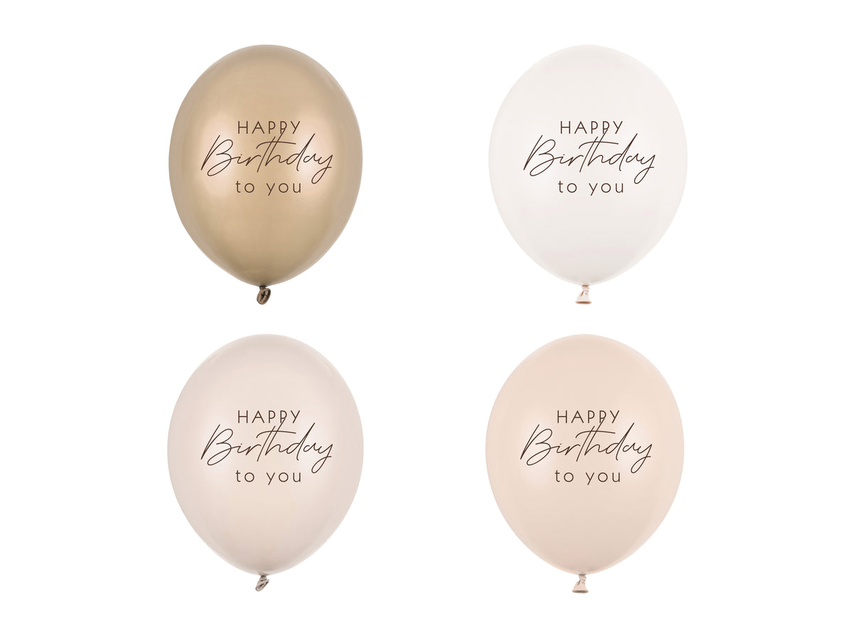Ilmapallo Happy Birthday – Beige värilajitelma, 30 cm | Pallopajan irtovalikoima