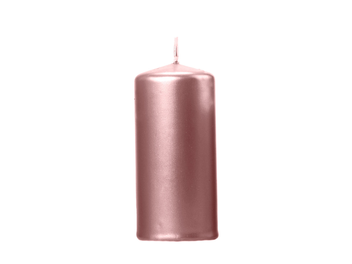 Pöytäkynttilä – Metallinhohtoinen ruusukulta, 12 × 6 cm - 1 kpl