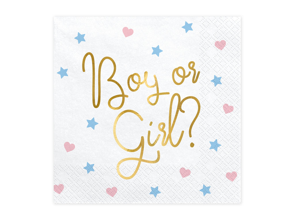 Paperiservetit Boy or Girl – 33 × 33 cm, 20 kpl