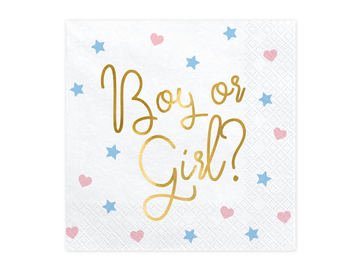 Paperiservetit Boy or Girl – 33 × 33 cm, 20 kpl