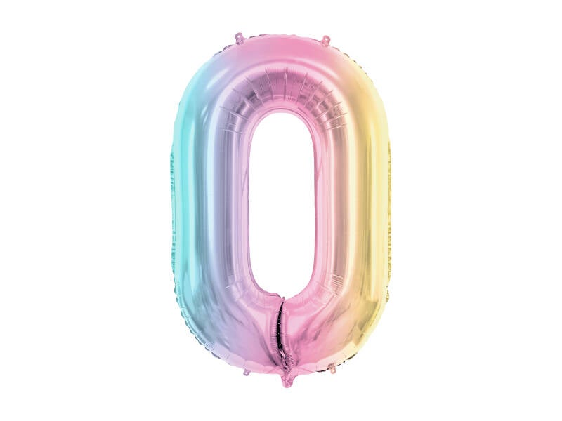 Numerofoliopallo ”0” – 86 cm – pastellisateenkaari