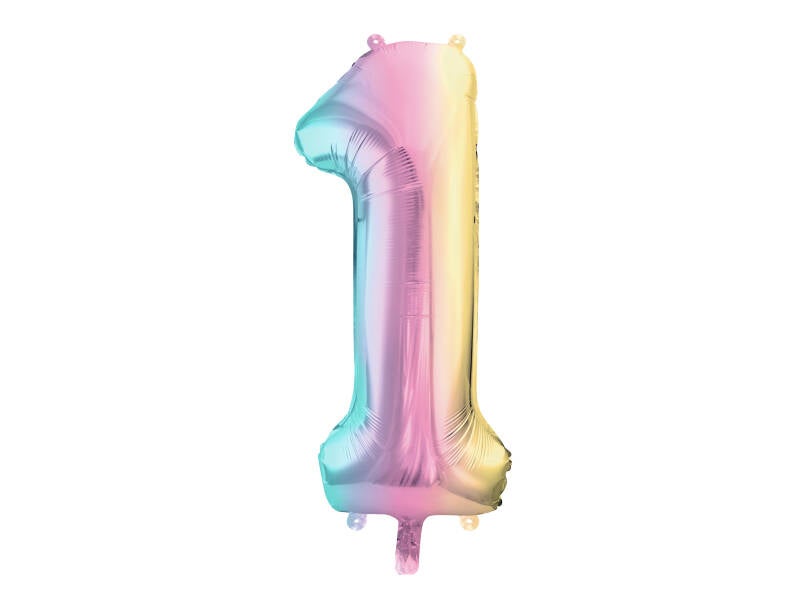 Numerofoliopallo ”1” – 86 cm – pastellisateenkaari