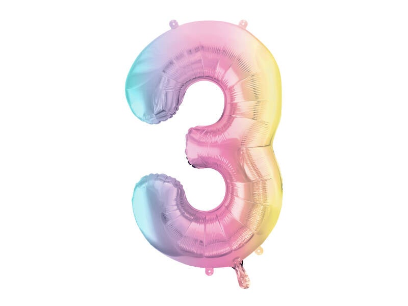Numerofoliopallo ”3” – 86 cm – pastellisateenkaari