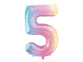 Numerofoliopallo ”5” – 86 cm – pastellisateenkaari
