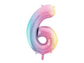 Numerofoliopallo ”6” – 86 cm – pastellisateenkaari