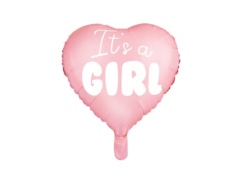 Foliopallo Sydän – It's a Girl – vaaleanpunainen – 45 cm