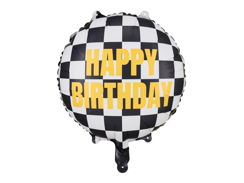 Foliopallo Checkered Flag Happy Birthday – 35 cm – värilajitelma