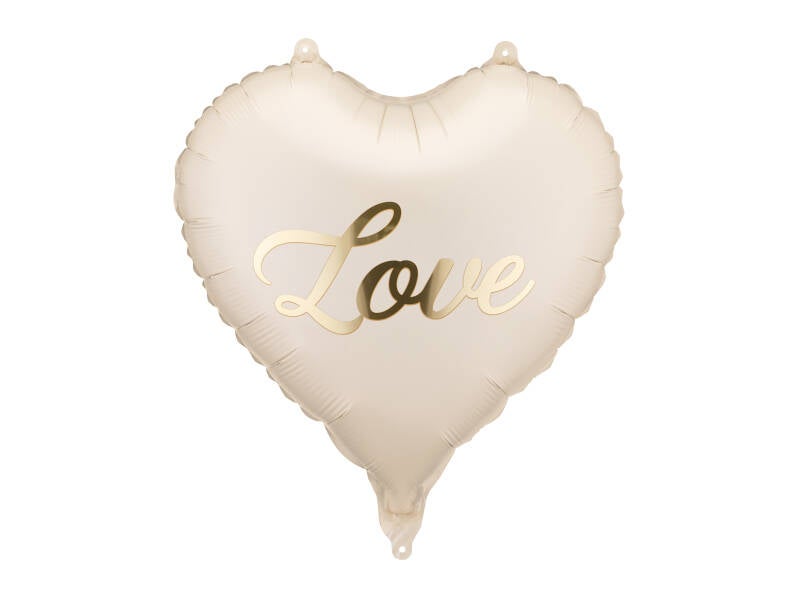 Foliopallo Sydän Love – 45 cm – beige/kulta