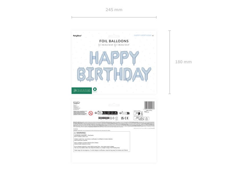 Foliopallo Happy Birthday – sininen – 340 x 35 cm
