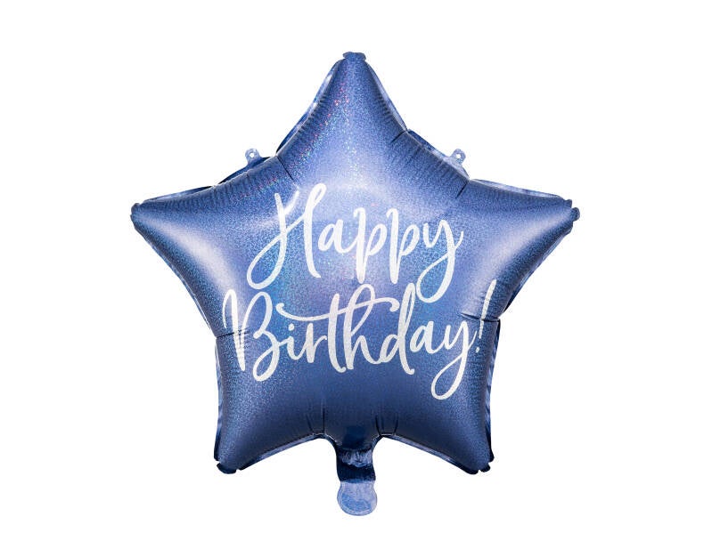 Foliopallo Happy Birthday – tähti – tummansininen – 40 cm