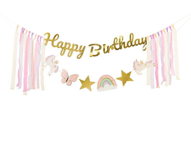 Viirinauha Happy Birthday Unicorns – 230 x 17 – 5 cm – värilajitelma