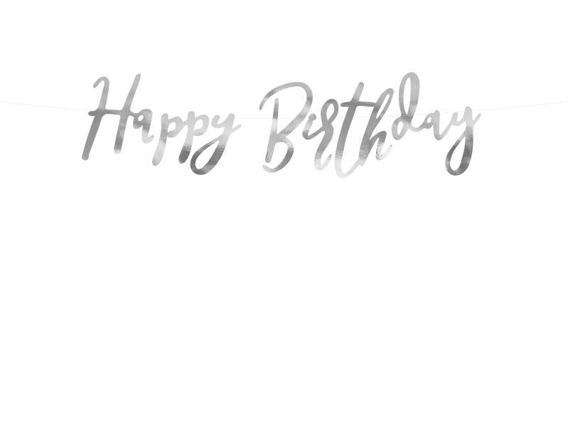 Happy Birthday -banneri hopea 16 – 5 x 62 cm
