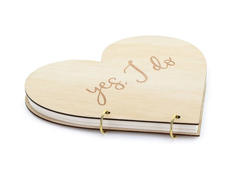 Puinen vieraskirja Sydän – Yes – I Do – 26 – 5 x 25 cm