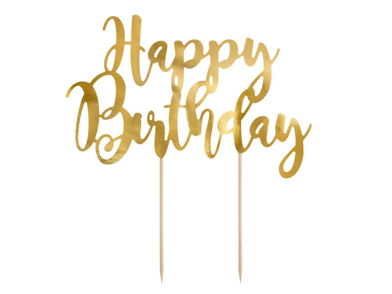 Kakkukoriste Happy Birthday kulta 22 – 5 cm