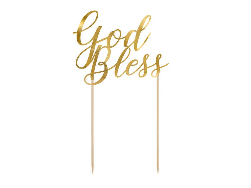 Kakkukoriste God Bless – Kulta – 27 – 5 cm
