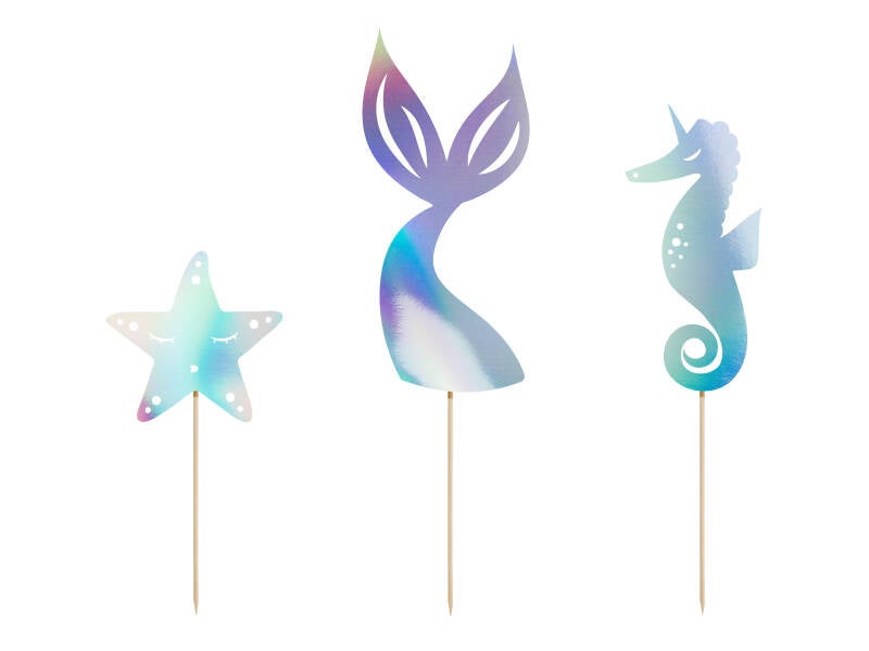 Kakkukoriste Mermaid – helmiäishohtoinen – korkeus enintään 24 – 5 cm