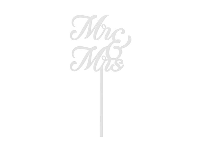 Kakkukoriste MR & MRS akryyli valkoinen 16 – 5 cm