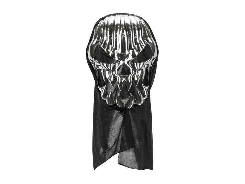 Pääkallonaamio hupulla – Hopea/musta – 18 – 5 × 24 – 5 cm