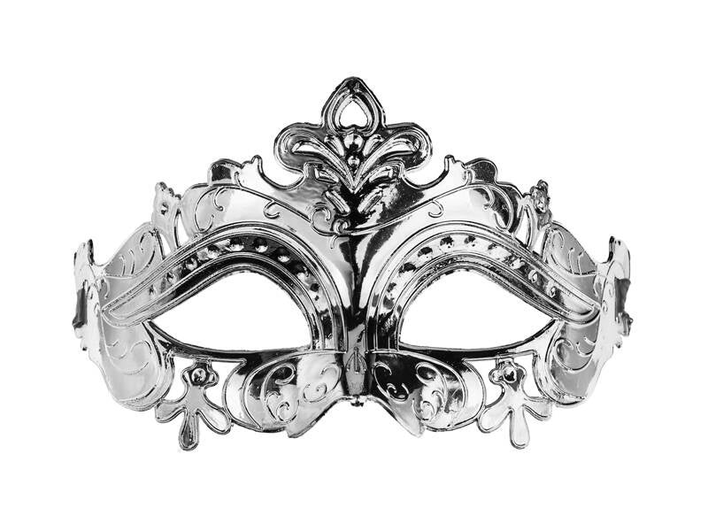 Karnevaalinaamio – Hopea – 17 × 9 cm