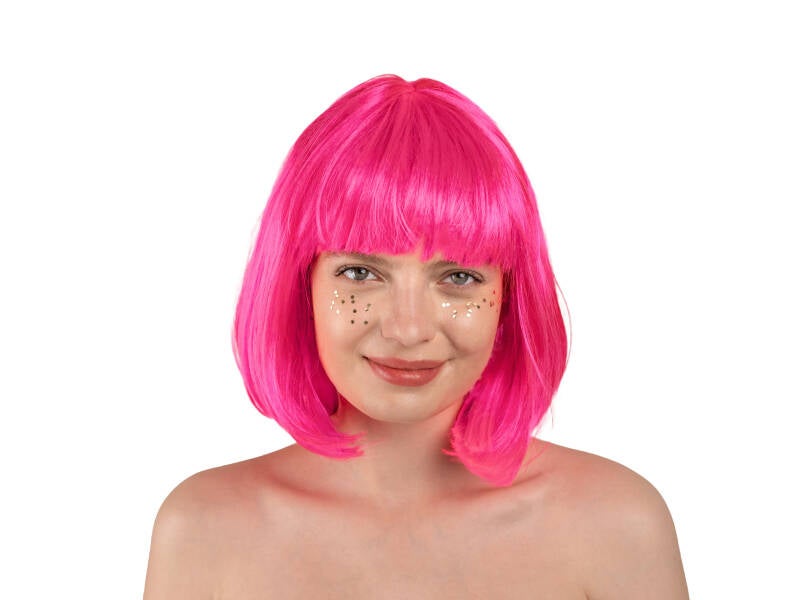 Cleopatra-peruukki – neonpinkki