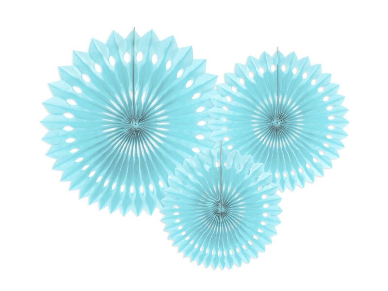 Koristeviuhkat – vaaleansininen – 20–30 cm – 3 kpl