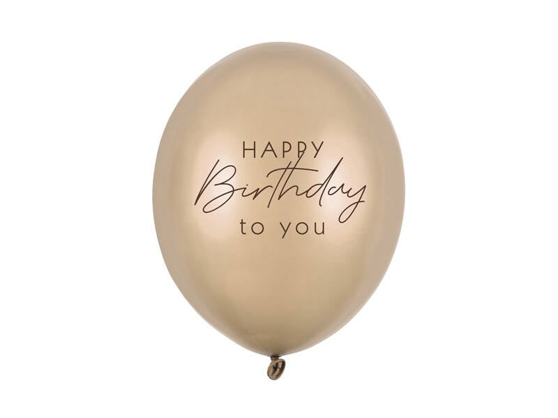 Ilmapallot Happy Birthday – Kylmä metallikulta – 30 cm – 6 kpl