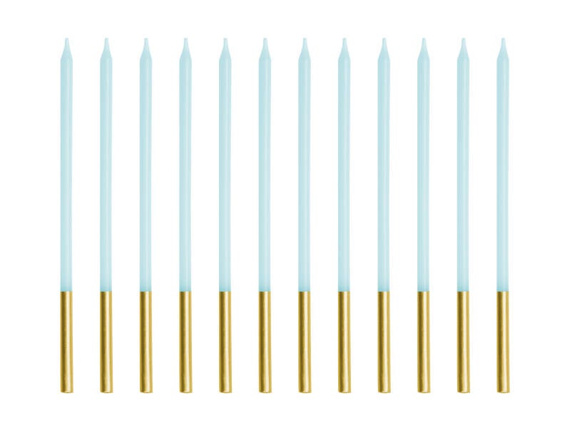 Syntymäpäiväkynttilät – Vaaleansininen – 14 cm – 12 kpl