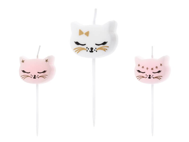 Syntymäpäiväkynttilät Kissa – värilajitelma – 2 cm