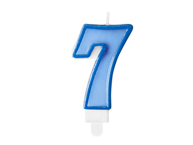 Syntymäpäiväkynttilä numero 7 – sininen – 7 cm