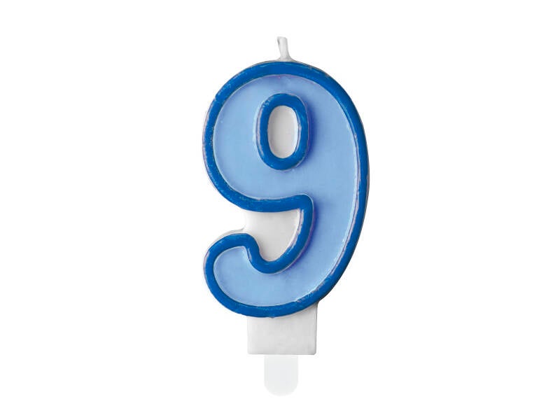 Syntymäpäiväkynttilä numero 9 – sininen – 7 cm