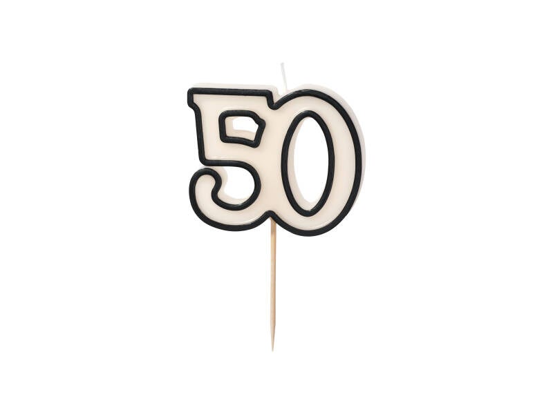 Syntymäpäiväkynttilä numero 50 – mustavalkoinen – 5 – 5 cm