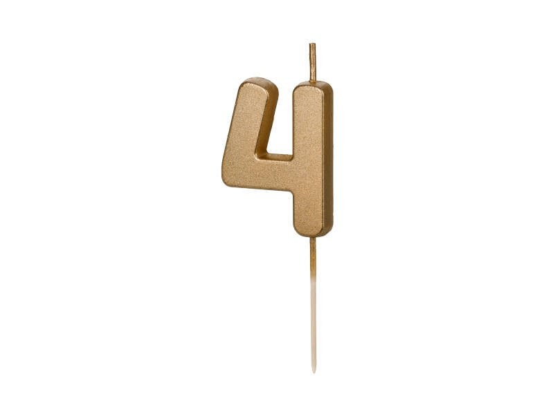 Syntymäpäiväkynttilä numero 4 – kulta – 4 – 5 cm