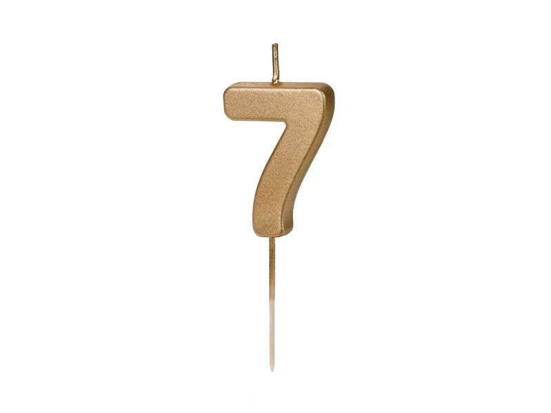 Syntymäpäiväkynttilä numero 7 – kulta – 4 – 5 cm