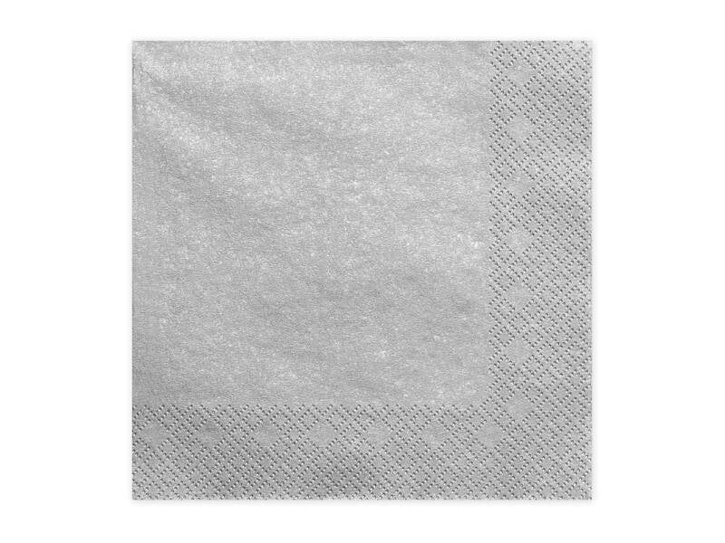 Paperiservetit – Metallinhohtoinen hopea – 33 × 33 cm – 20 kpl