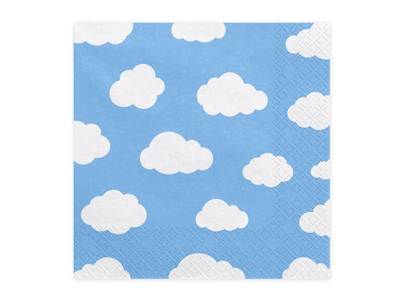 Paperiservetit PILVI – Taivaansininen/valkoinen – 33 × 33 cm – 20 kpl