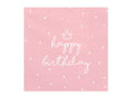 Paperiservetit Happy Birthday – Vaaleanpunainen/valkoinen – 33 × 33 cm – 20 kpl