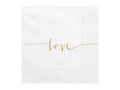 Paperiservetit Love – Valkoinen/kulta – 33 × 33 cm – 20 kpl