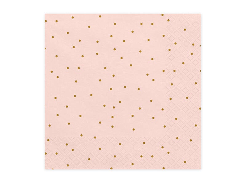 Paperiservetit Dots – Vaaleanpunainen/kulta – 33 × 33 cm – 20 kpl