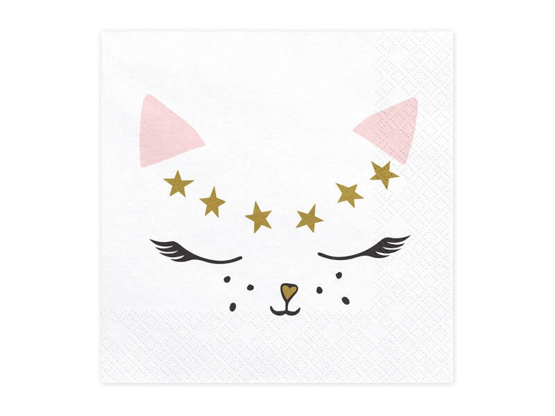 Paperiservetit Kitty – pinkki/kulta – 33 × 33 cm – 20 kpl