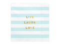 Paperiservetit Live Laugh Love – Valkoinen/vaaleansininen/kulta – 33 × 33 cm – 20 kpl