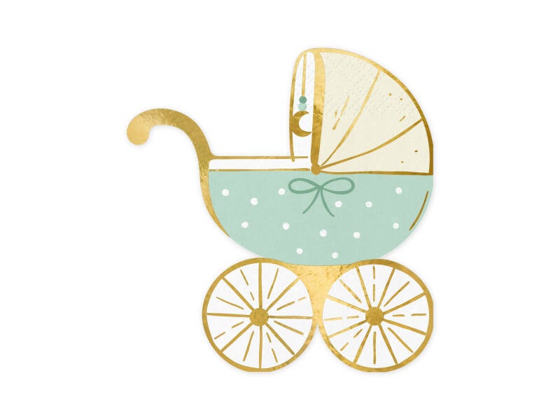 Servetit Lastenvaunut – tiffanynsininen – 14 × 15 cm – 20 kpl