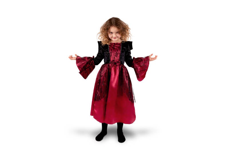 Lasten vampyyriasu – musta/punainen – koko 116–128 cm
